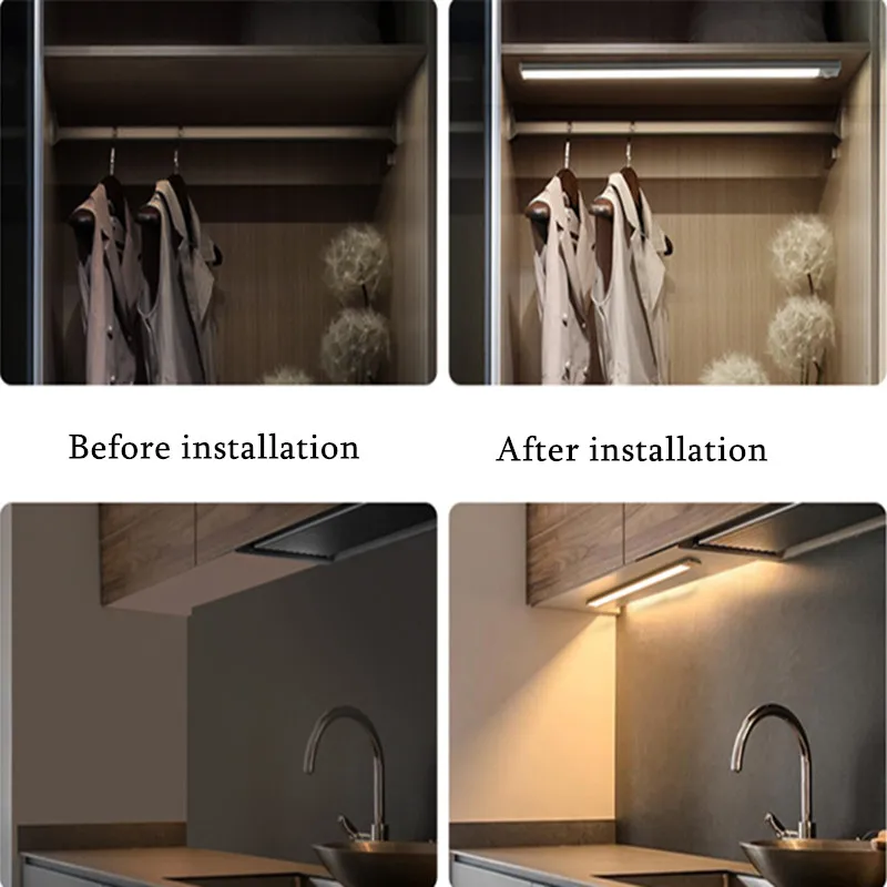 

Night Lights Ultra-Thin Motion Sensor LED Tricolor Dimming Light Under Cabinet Lamp Indoor Bedroom Kitchen Aisle Magnetic Lights