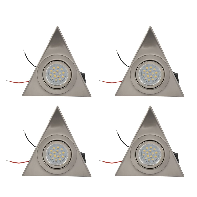 

4Pc Kitchen Under Cabinet Lighting Triangle LED Light Stainless Steel Downlight Warm White