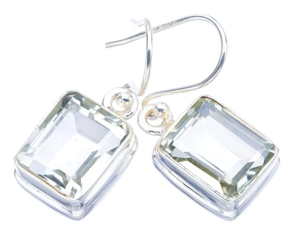 Серьги ручной работы из серебра 1 25 дюйма с зеленым аметистом StarGems F5809