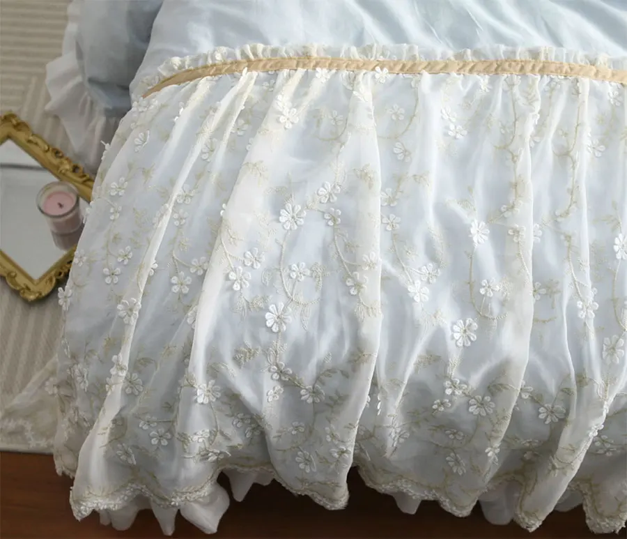 Романтическое сказочное яркое синее искусство вышивка чистый полный