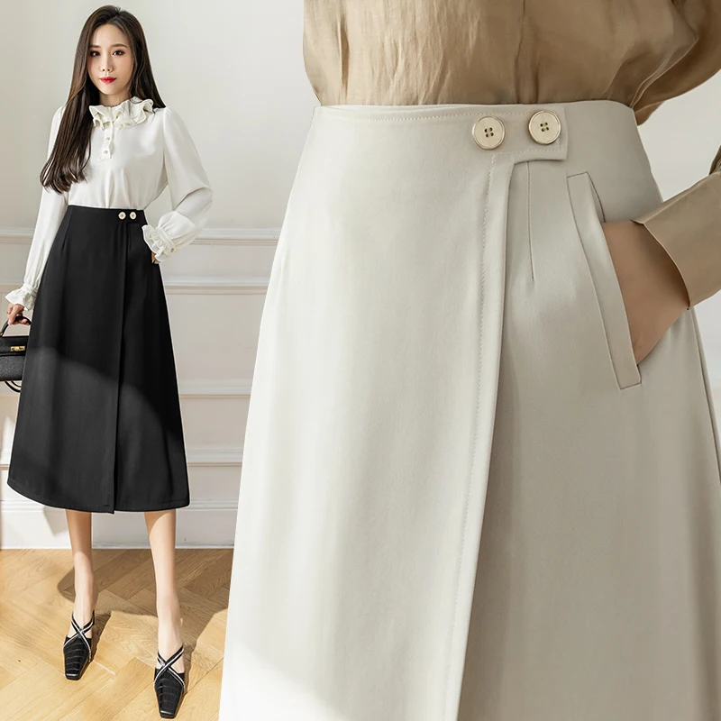 

Шифоновая трапециевидная Женская юбка с завышенной талией, новая корейская мода, однотонная Летняя Повседневная облегающая женская одежда