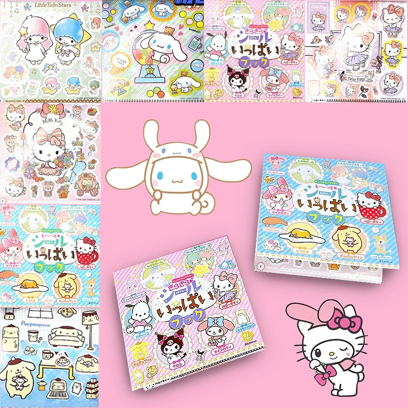 

24Pcs/set Kawaii Sanrioed Anime Sticker Book Cinnamoroll Kuromi Meldody Diary Hand Account Material Phone Case Decorative Paster