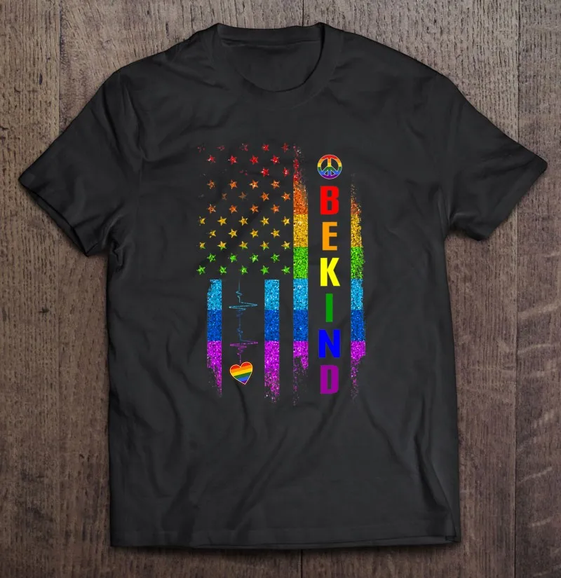 

Футболка для ЛГБТ с радужным американским флагом, с коротким рукавом