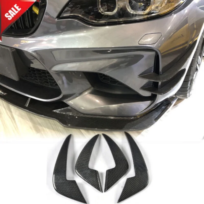 

For BMW F87 M2 2016-2017 Carbon Fiber Front Bumper Splitter Fins Spoiler Canard