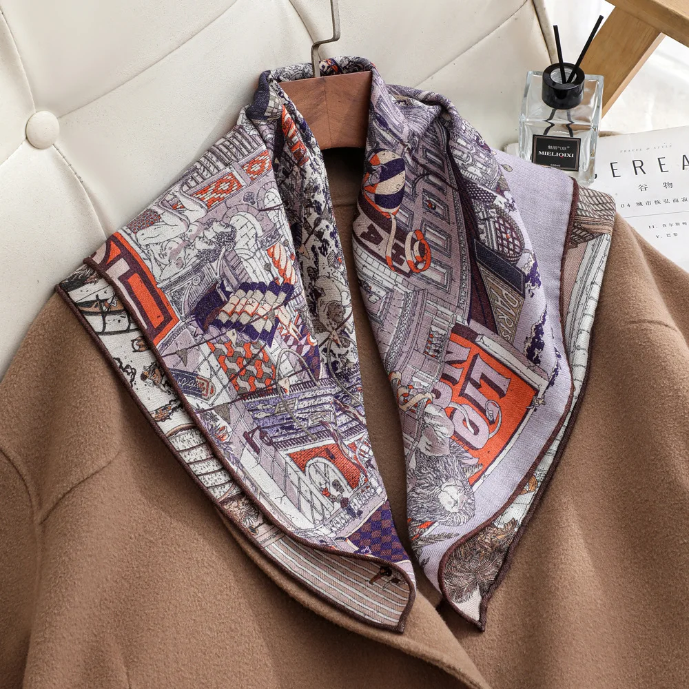 Рисунок 2 - Роскошный квадратный шелковый шерстяной шарф 70 см