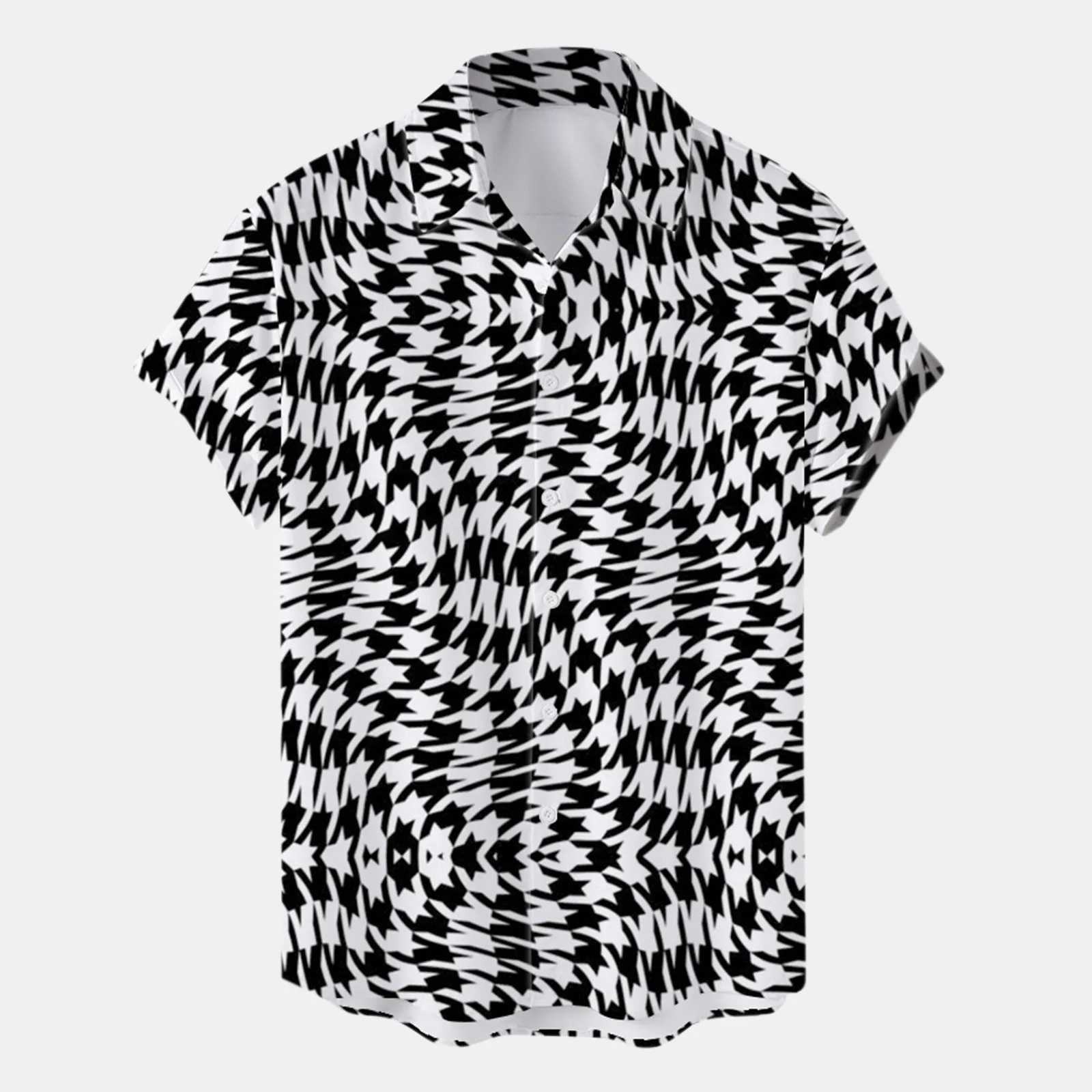 

Short Sleeve Male Summer Hawaii Swallow Gird Printed Shirt Blouse Short Sleeve Turn Down Collar Shirt