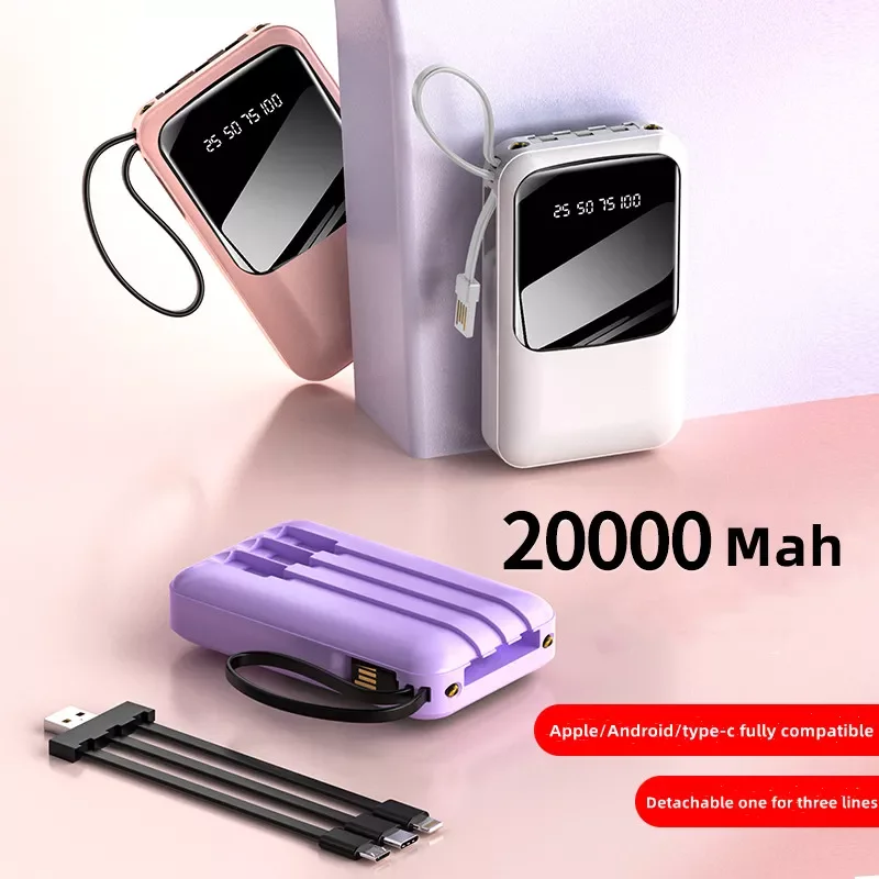 

2023 Power Bank 20000mAh Portable Charging Poverbank Mobile Phone LED Mirror Back Power Bank External Battery Pack Powerbank pow