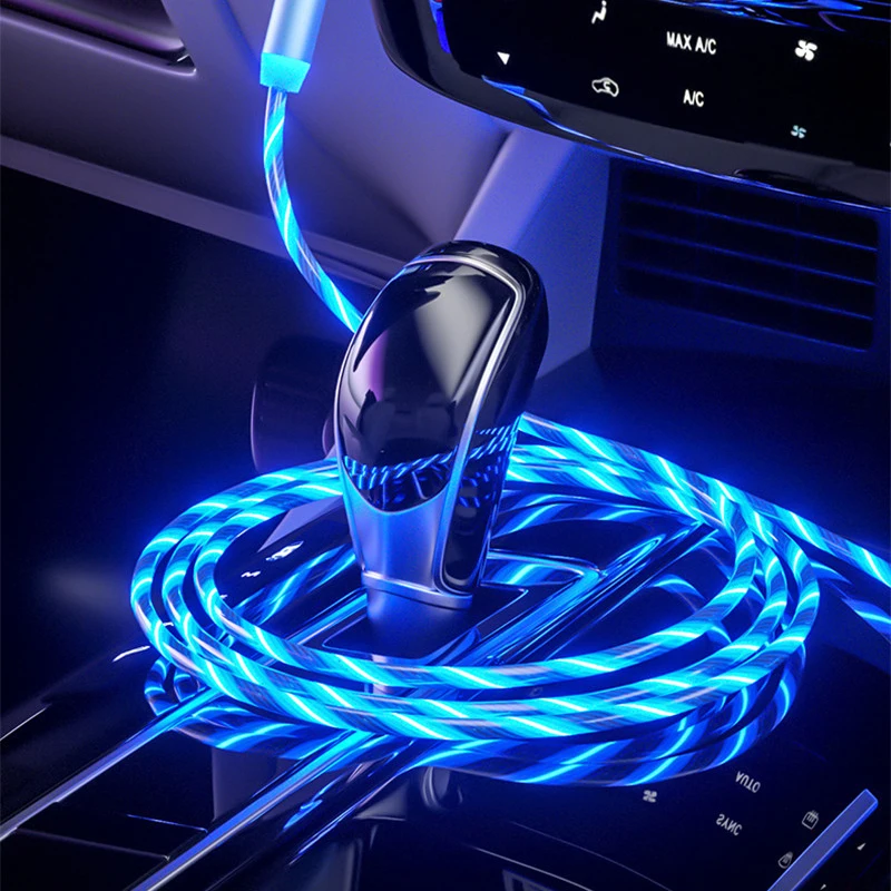 

Magnetic Flow Luminous Lighting Charging Mobile Phone Cable Cord Charger Wire For Samaung LED Micro USB Type C For Iphone Xiaomi