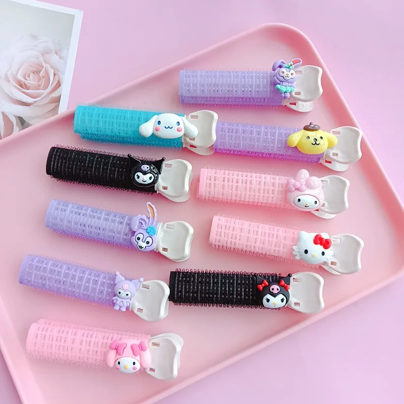 

Kawaii Sanrios HelloKittys MyMelody Kuromi CinnamorollPurin Stellalou Linabell Liu Hai Hair Root Fluffy Clip Lazy Curling Roller