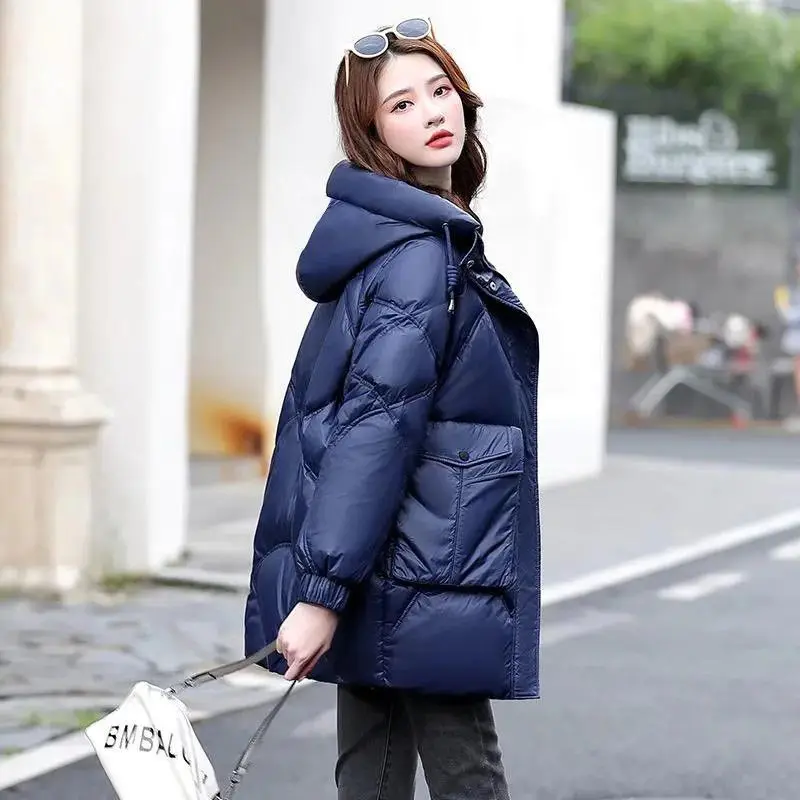 

Новинка 2023, пуховик из хлопка, женская зимняя одежда, свободное, приталенное, утепленное пальто средней длины с хлопковой подкладкой, свободное, высокого качества Co
