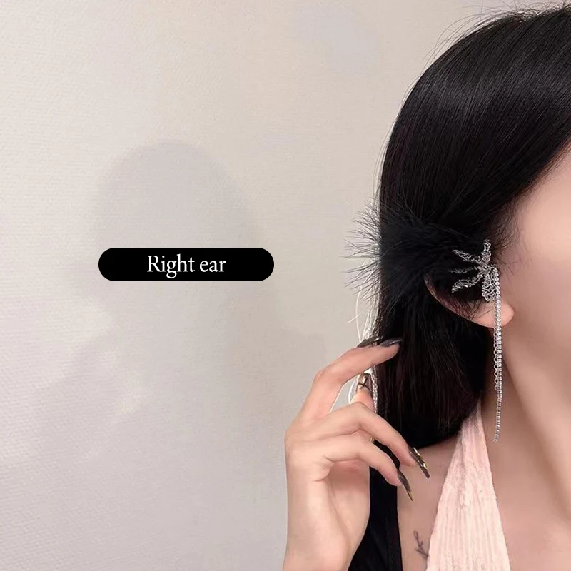 Модные не проколотые серьги клипсы для ушей богемные асимметричные с перьями и