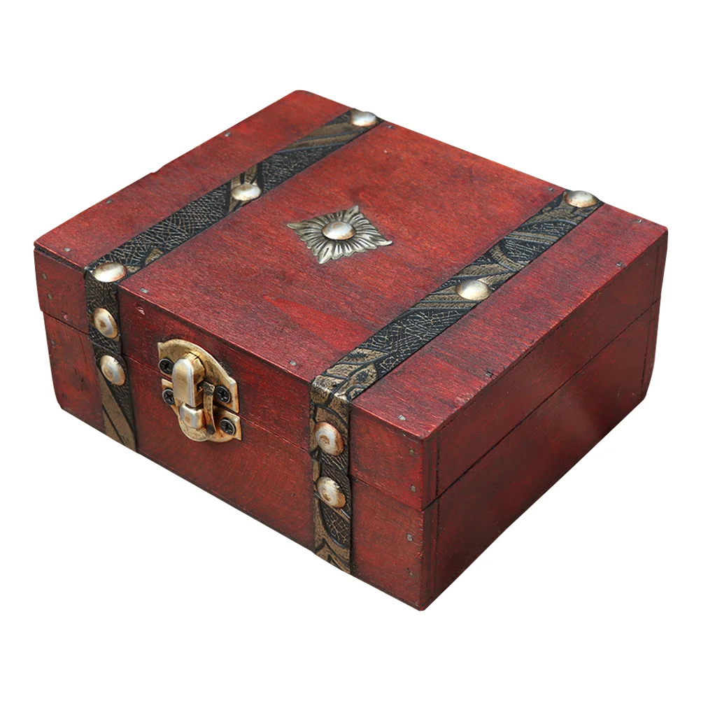 

Box Wooden Treasuretrinket Wood Jewelry Keepsake Vintage Case Decorative Trunk Storagemoney Lock Watch Desktop Small Pirate