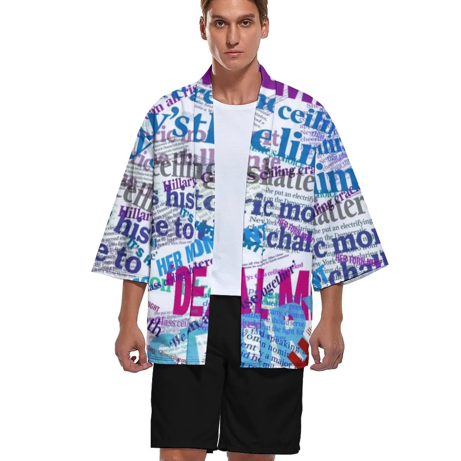 

Кимоно с принтом газет кардиган номинация Headline коллаж летняя стильная рубашка графика Мужские Женские рубашки