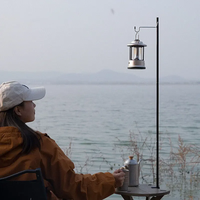

Outdoor Camping Hiking Aluminum Alloy Foldable Lamp Post Pole Portable Fishing Hanging Light Fixing Stand Holder Lantern Stand