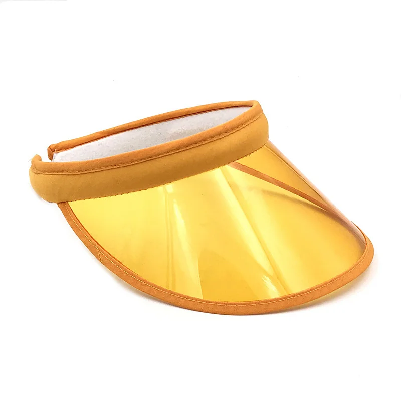 

New PVC Plastic Sun Visor Hats Women's Large Brim Candy Casual Windproof Caps For Cycling UV Protection Sunscreen Hats