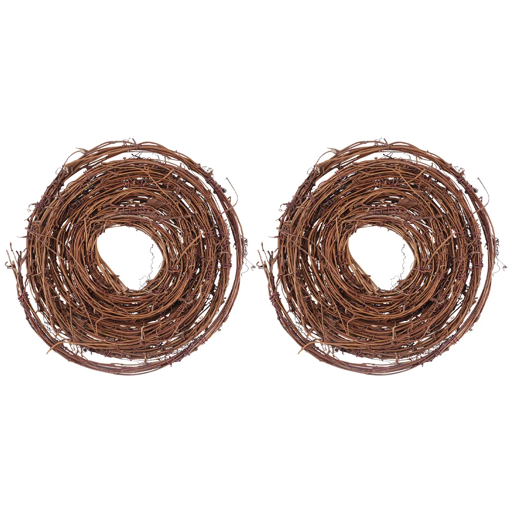 

2pcs DIY Wreath Rattan Woven Wall Ornament Natural Rattan Garland Twig Wreath Natural Twig Garland Vine Branch Wreath