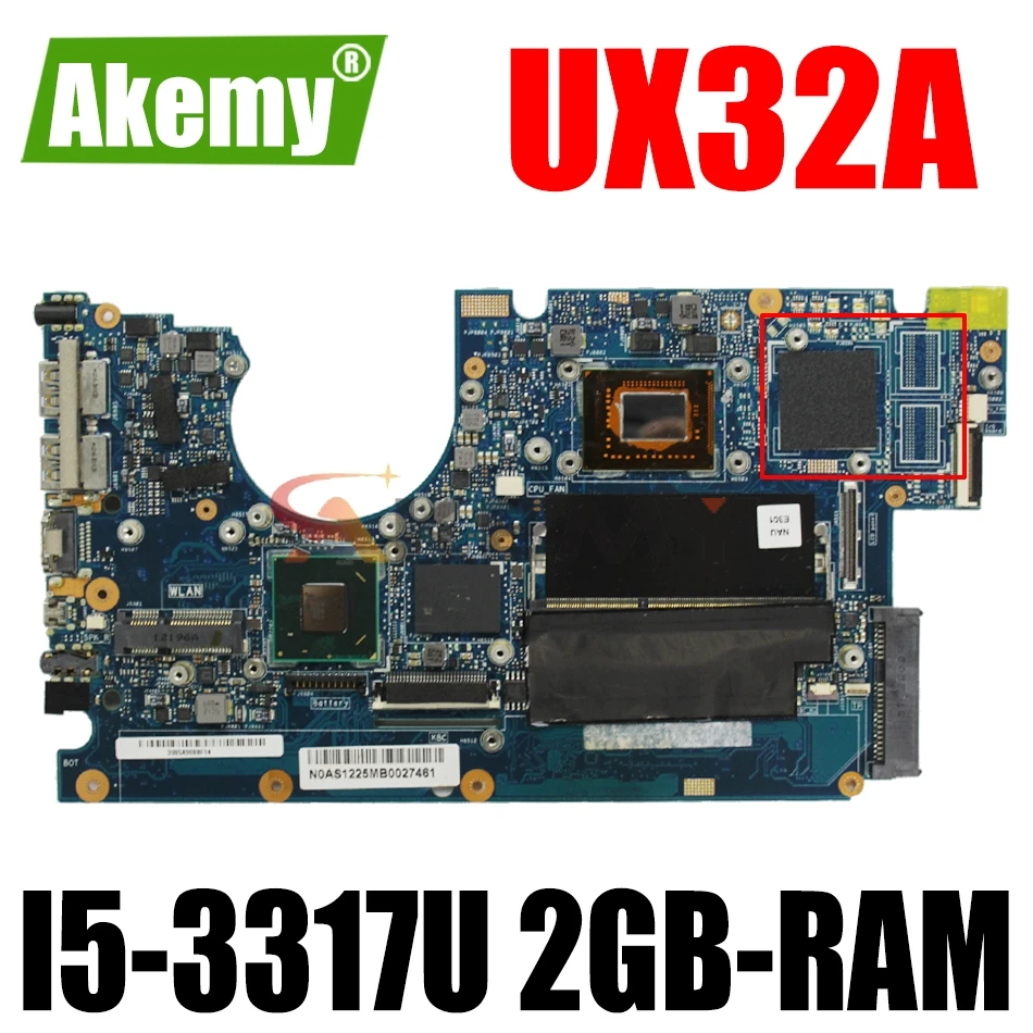 

AKEMY UX32VD Laptop motherboard for ASUS Zenbook UX32A original mainboard 2GB-RAM I5-3317U