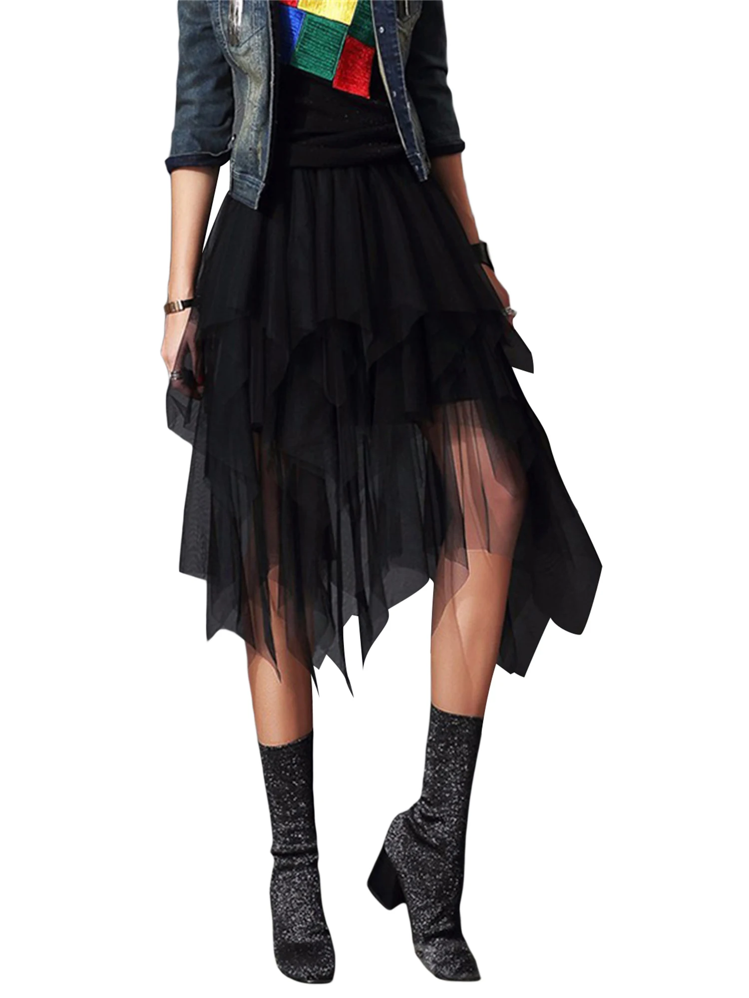 Женская однотонная сетчатая юбка