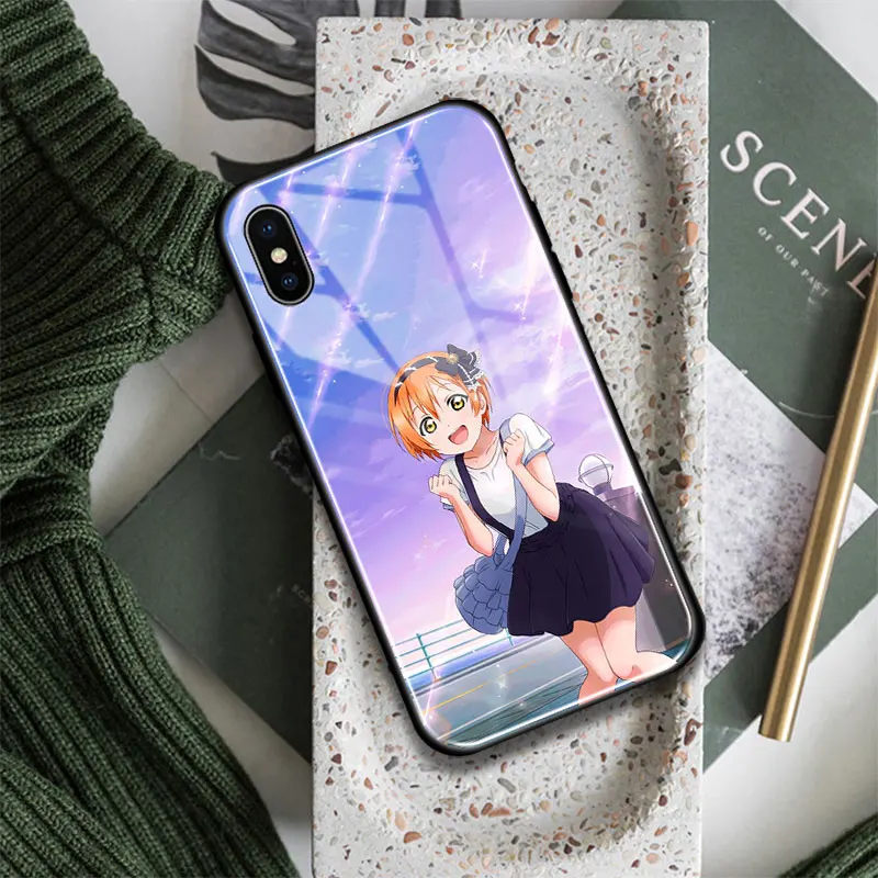 Силиконовый стеклянный чехол для телефона Love Live Rin Hoshizora с аниме девушкой iPhone SE 6 6S
