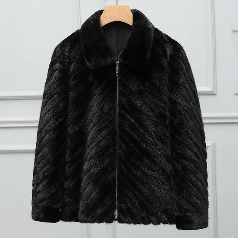 Mink Coat Winter Women Real Fur Lapels Zipper Coat Men's Short Natural Mink Jacket Couple's Warm Genuine Leather Clothing