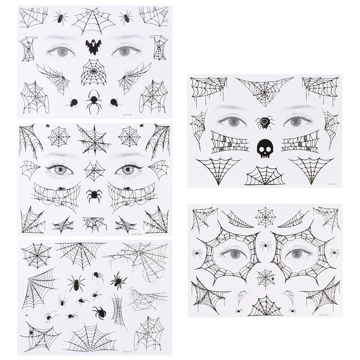 

5 Sheets Halloween Spider Web Tattoo Sticker Temporary Tattoos Stickers Waterproof Spiders Makeup Creative The Face