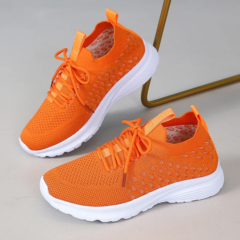 New large women's running mesh surface breathable casual fashion thick-soled women's light sports loafers vulcanized shoes