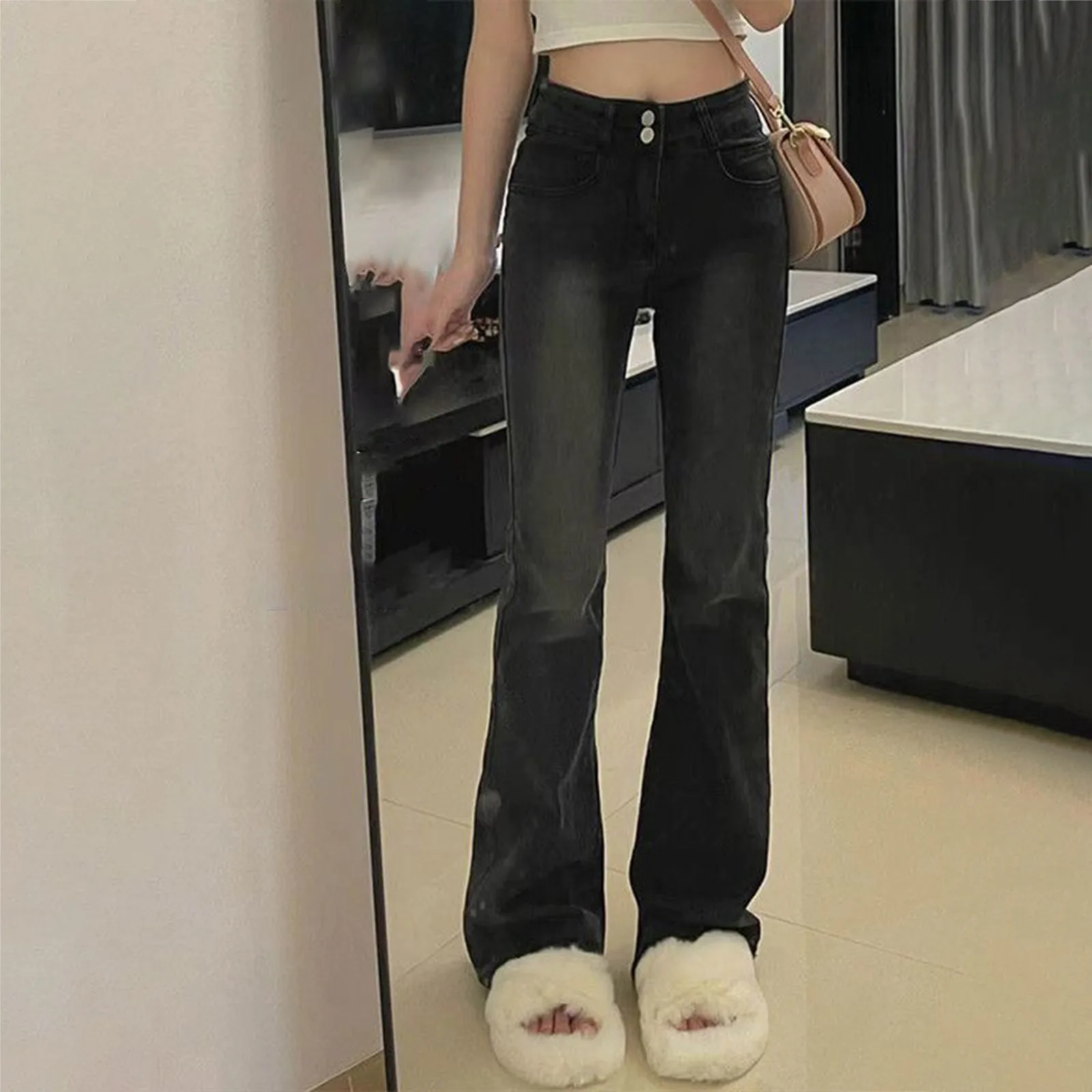 

Vintage Washed Denim Trousers Loose Wide Legs Pants Straight Leg Appears Thin Jeans Korean Style Jeans For Women Vaqueros 2023