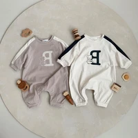 2022 autumn new baby long sleeve cotton cartoon romper cute bear letter print infant clothes baby boy girl casual jumpsuit