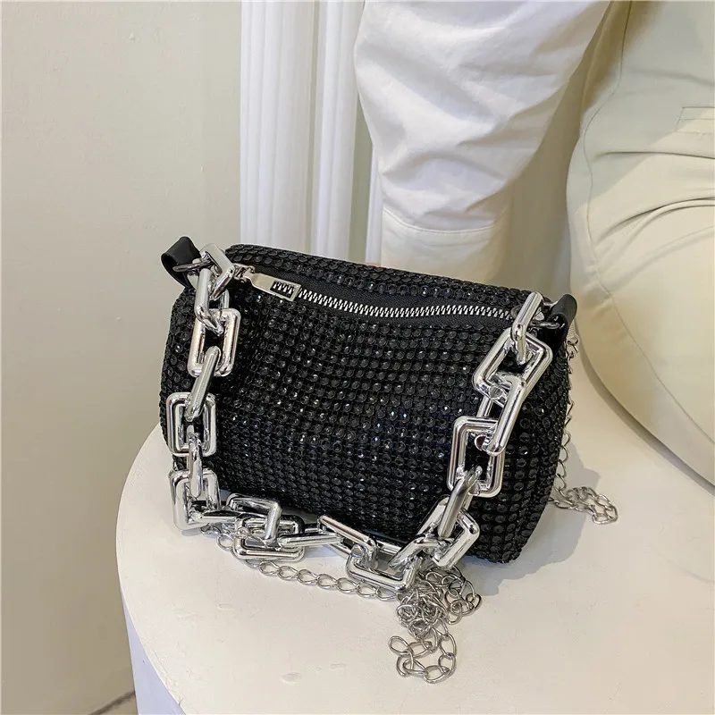 Small Crossbody Messenger Bags for Women 2023 Summer Trend Luxury Fashion Travel Shoulder Handbags Purses Bling Diamond Design