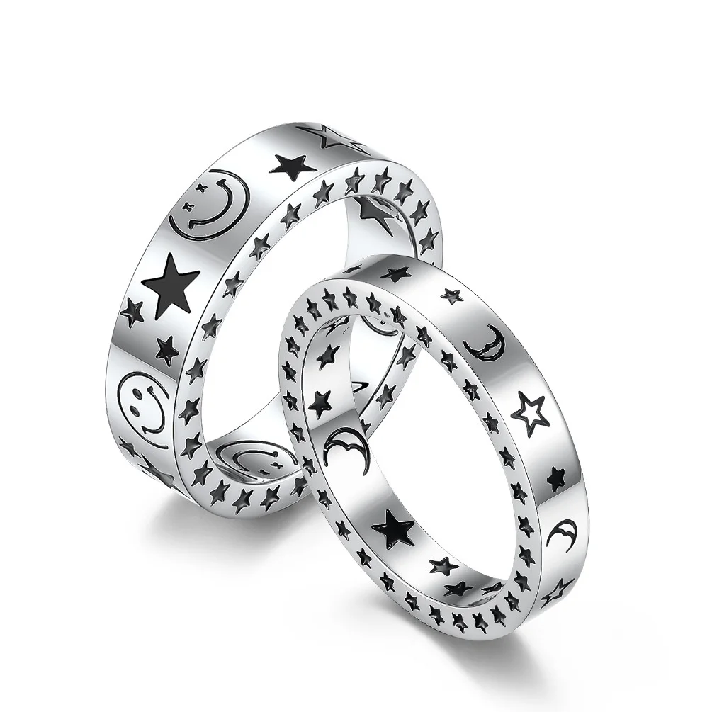 

Stainless Steel Jewelr For Women Men Simple Punk Smiley Face Engagement Wedding Rings Birthday Gifts 2023 Free Shipping Items