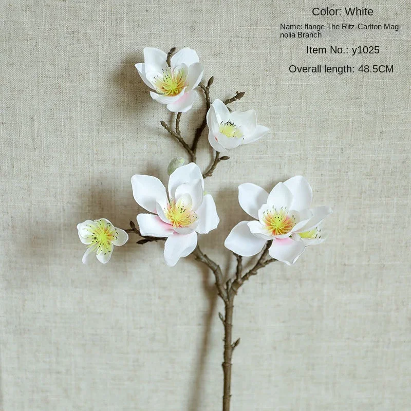 Искусственный цветок магнолия шелк 5 головок