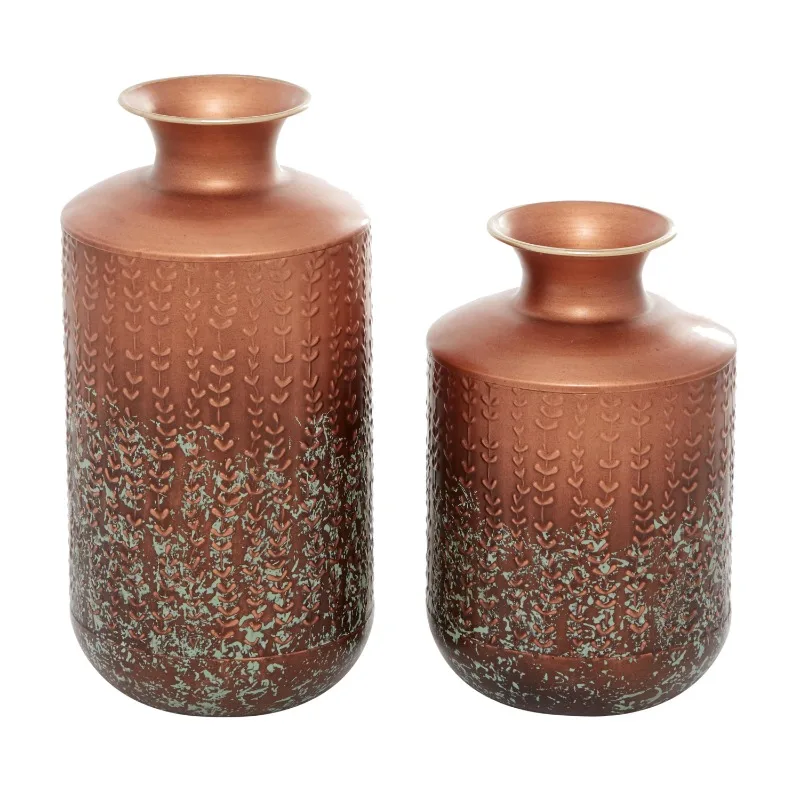 

13", 10"H Bronze Metal Vase, Set of 2 Vase Decoration Home Vases