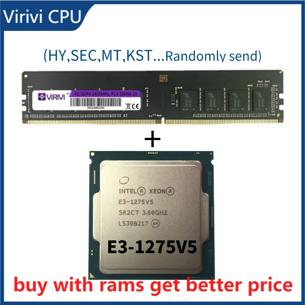 

DDR3 2G 1333Mhz with E3-1275V5 3.6GHZ Quad-Core 8M Cache 80W CPU Processor LGA1151 for E3 PRO V5 Motherboard