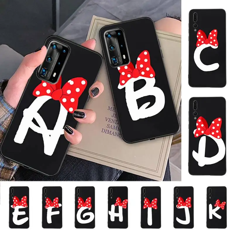 

Cute Cartoon Bow Letter Phone Case For Huawei P 8 9 10 20 30 40 50 Pro Lite Psmart Honor 10 lite 70 Mate 20lite
