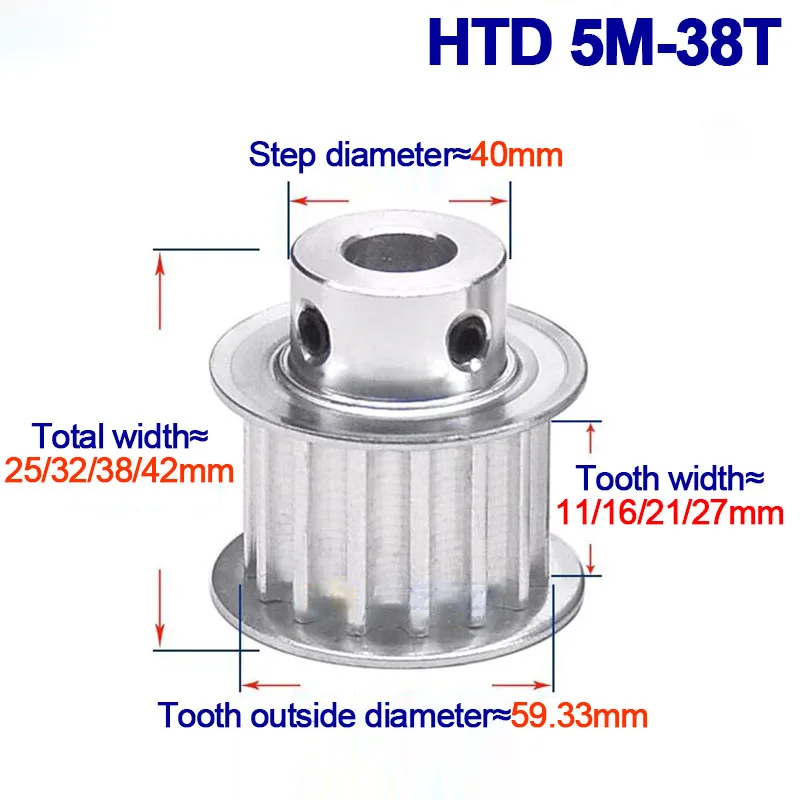 

38 Teeth HTD 5M Timing Pulley Bore 5/6/8/10/12/14/15/19/20mm For Width 10/15/20/25mm HTD5M Synchronous Belts 38T BF Type
