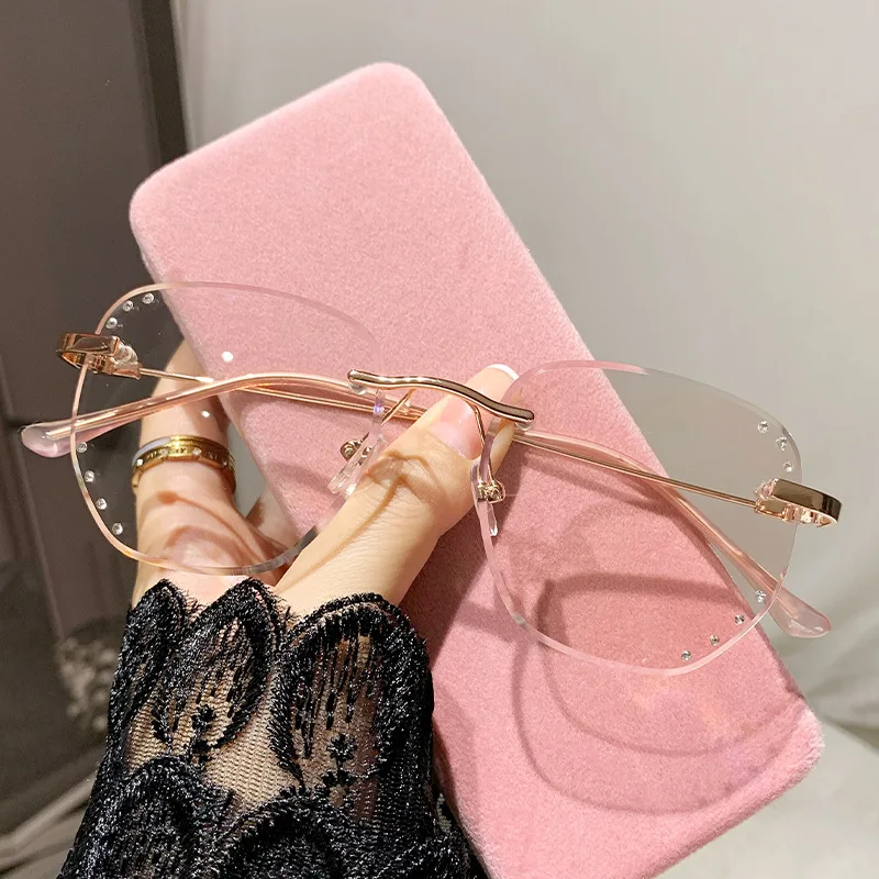 Необычные фотохромные очки без оправы новые модные уличные меняющие цвет