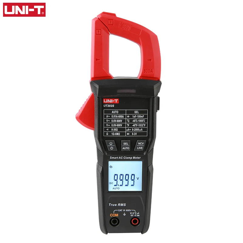 

UNI-T UT202S UT202BT Digital Clamp Meter 600A DC Current Pliers Ammeter Voltage Tester Temperature Frequency Meter Auto Range