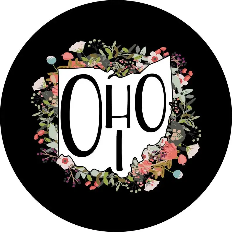 

Запасная крышка для шин «штат Огайо» с цветами/цветочным рисунком для любого автомобиля, марки, модели и размера-Jeep, RV, трейлера для путешест...