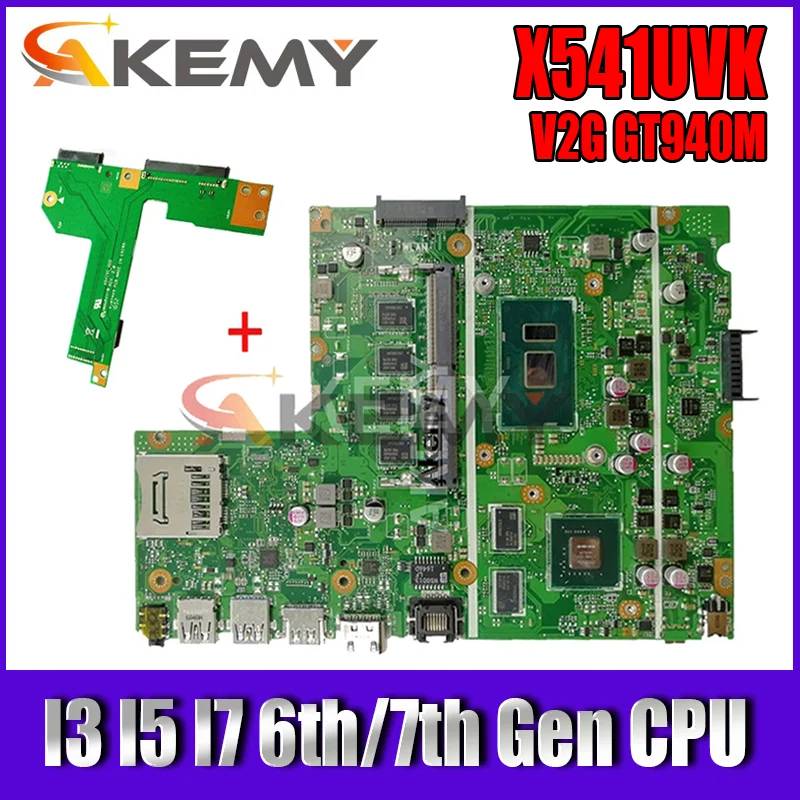 

X541UVK original mainboard V2G GT940M GPU I3 I5 I7 6th Gen 7th Gen 8GB RAM for ASUS X541UJ X541UV X541U Laptop motherboard