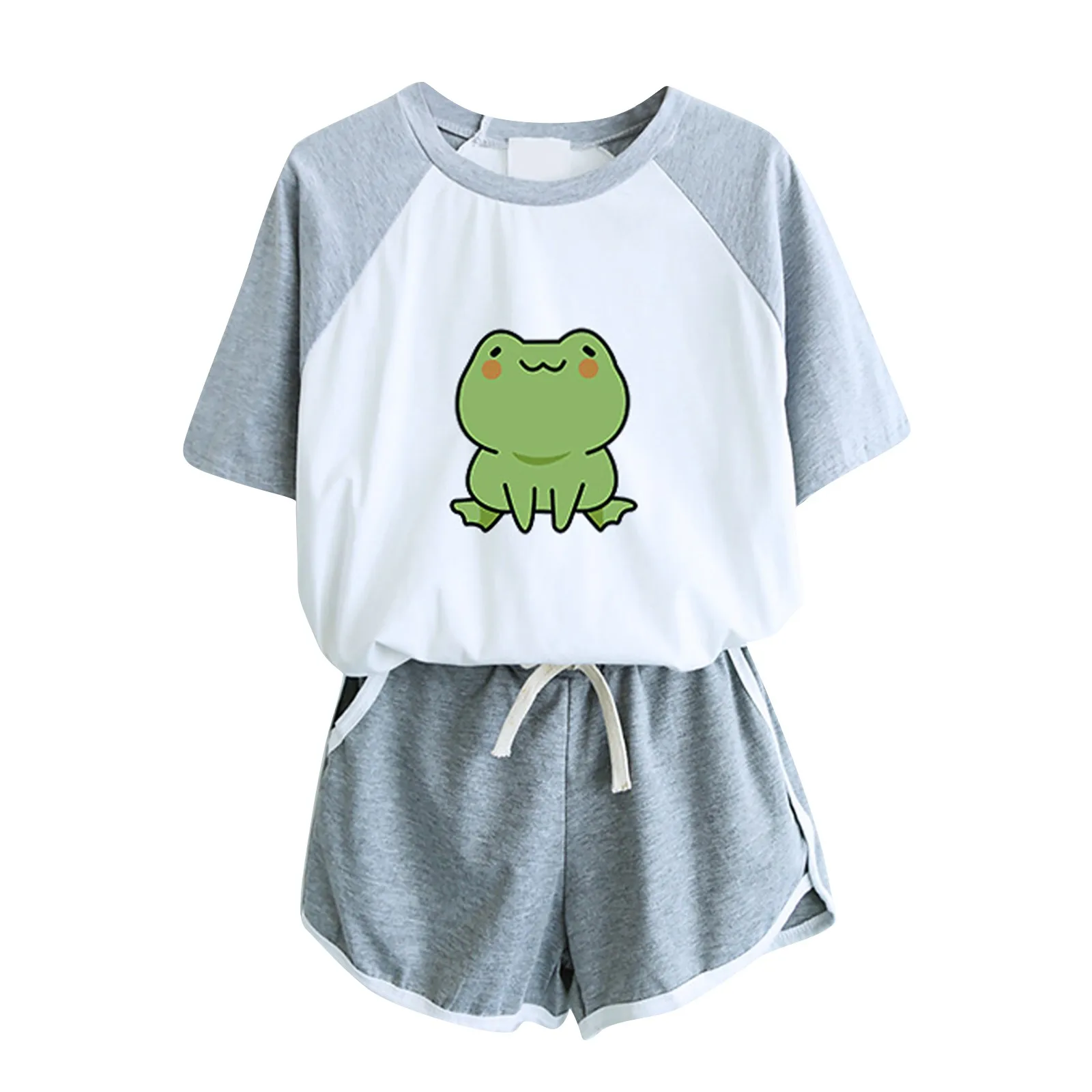 

Женский спортивный костюм с коротким рукавом, шорты с животным принтом и карманами