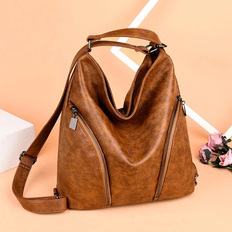 

Backpack High 2021 Ladies Large Designer Fashion Multifunctional Capacity Quality Messenger Bag Bag Shoulder Female Leather