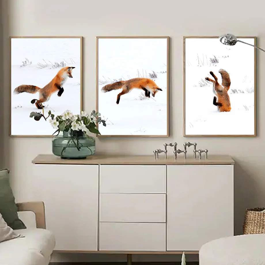 

2023 Рождество снег зима лиса Лес Дерево настенная Картина на холсте скандинавские постеры и печать настенные картины для гостиной Декор