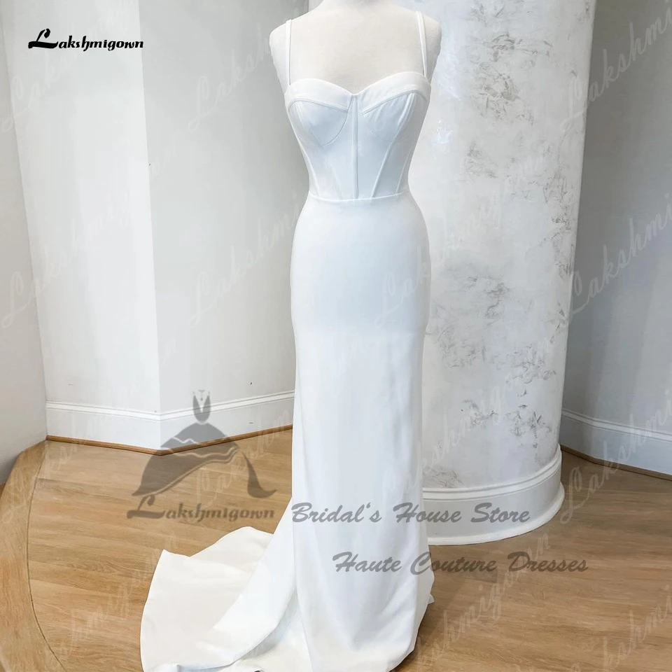 

Lakshmigown, винтажный корсет, крепированное свадебное платье-футляр для женщин 2023, Vestido, гражданский богемный стиль, свадебные вечерние платья