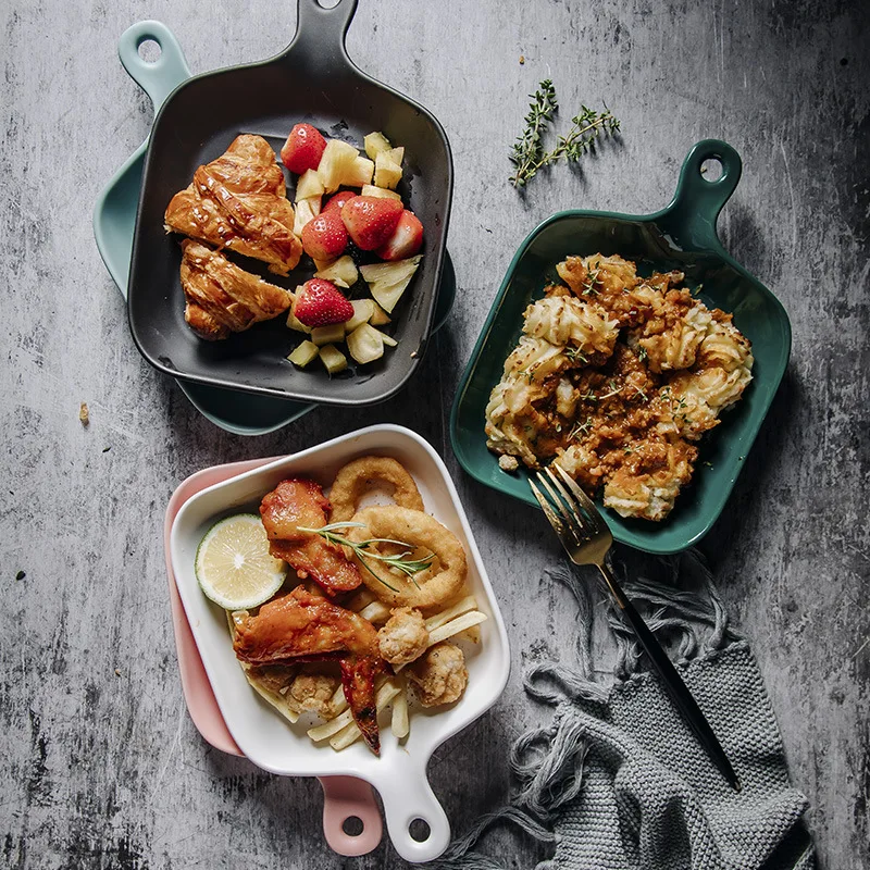 

1 противень для выпечки, кухонная круглая квадратная с ручкой, керамическая антипригарная Нижняя противень для выпечки, поднос для высокоте...