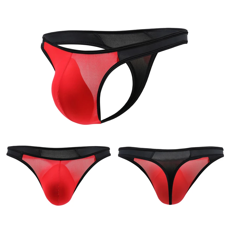 8PCS Men's Briefs Sexy Ice Silk Low Waist Bikini Underpants Mens Briefs Underwear Men Sexy Underwear U Convex Thong Pantie