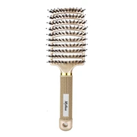 mythus pro boar bristle hairbrush with rubber handle nylon teeth antistatic hair curved brush detangle curly hairdressing brush