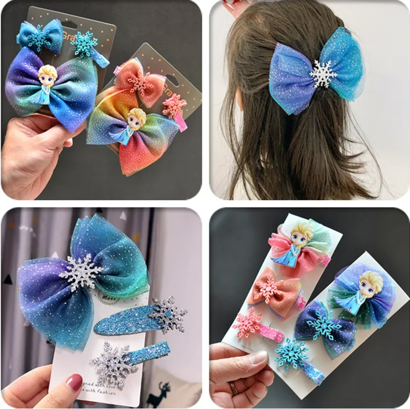 

Disney Princess Bow Tiara Children Elsa Princess Girls Little Girl Hairpin Frozen Hair Accessories Crown Baby Hair Headband