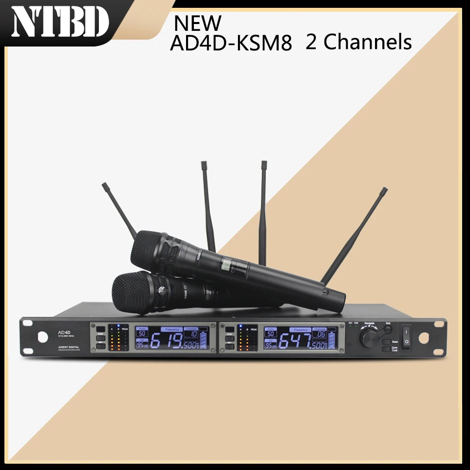 

NTBD Stage Performance Home KTV Sing Speak AD4D UHF Professional Dual Wireless Microphone True Diversity Dynamic High Quality