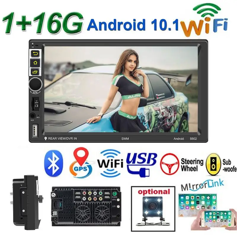 

Car Stereo With Backup Camera Double Din Car Stereo Player With 7 Inch HD Capacitive Touch Screen FM Radio Bluetoothes Mirror