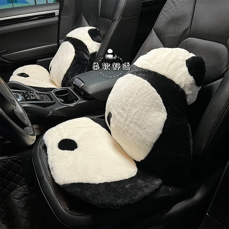 

Cute Panda Car Cushion Plush and Warm in Autumn and Winter, Anti Freezing Car Cushion Comfortable and Soft Car Cushion